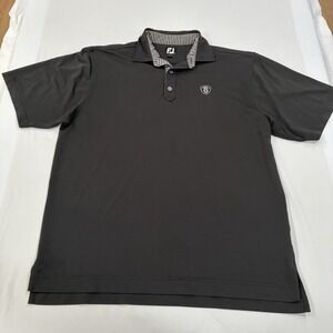 FootJoy Polo Shirt Mens‎ Large Black Rolling Green Logo FJ Golf Performance Golf